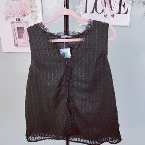 V Neck Lace Tunic Tops Casual Loose Sleeveless Blouses